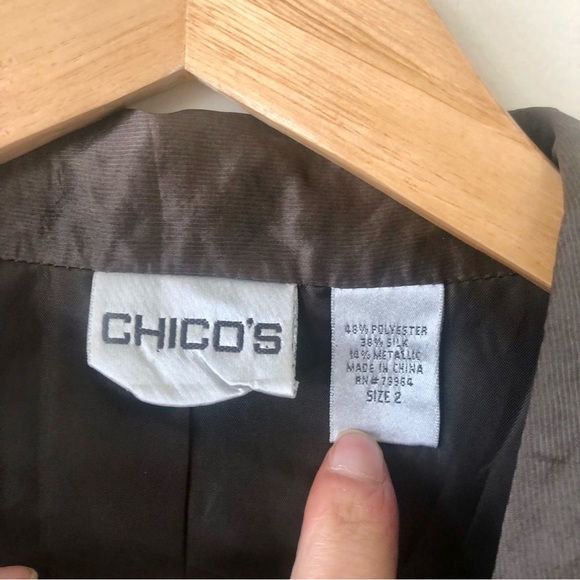 Chico’s Silk Blend Dark Brown Lightweight Blazer Size 12 - Picture 4 of 6